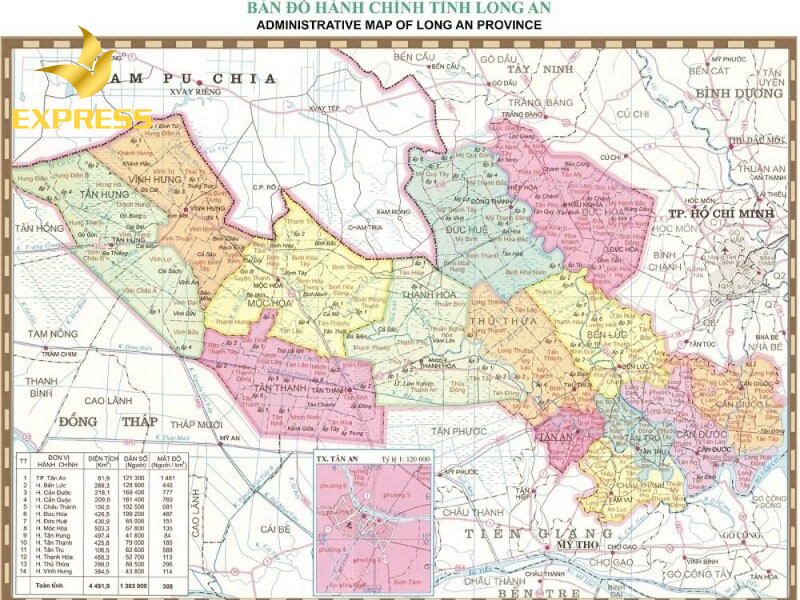 Bản đồ hành chính tỉnh Long An
