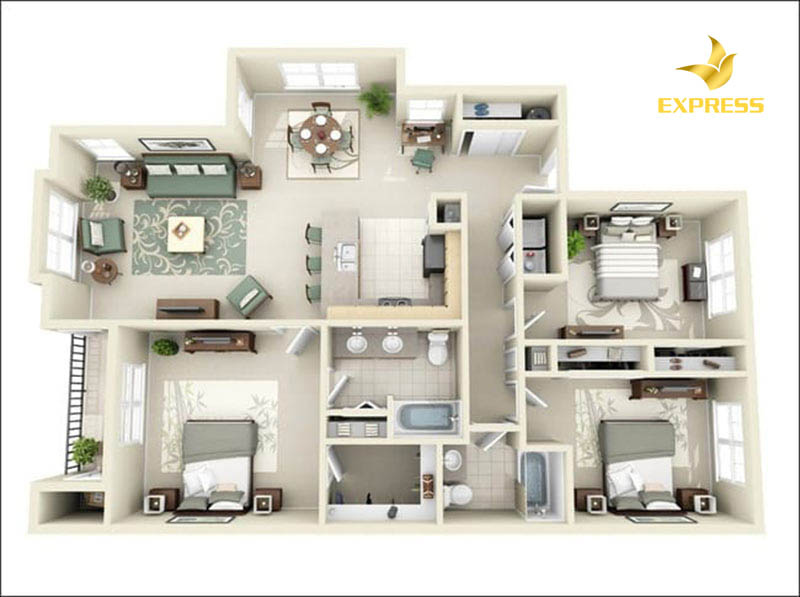 Mẫu thiết kế nội thất chung cư trang nhã, tinh tế