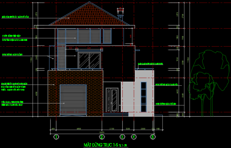 File revit thường có mặt cắt chi tiết từng phần của căn nhà.