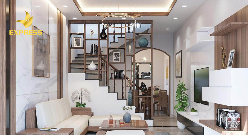 Nên đặt chiếu nghỉ ở phòng khách khi có cầu thang