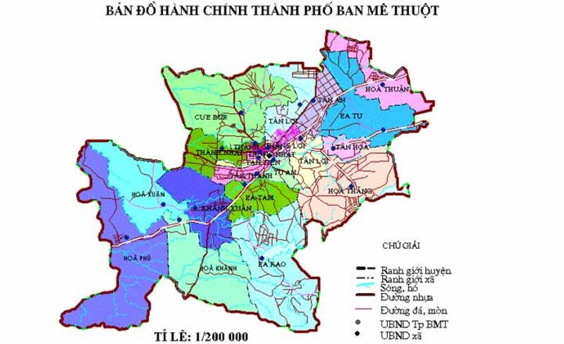 Bản đồ hành chính thành phố Buôn Ma Thuột