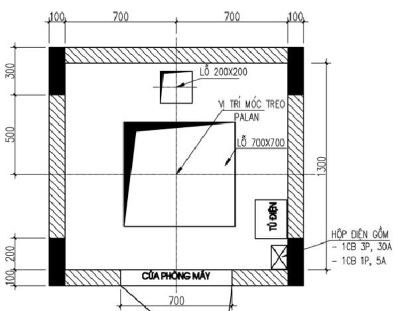 Bản vẽ thiết kế kích thước thang máy gia đình