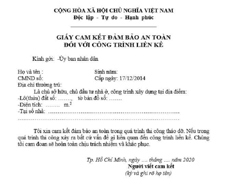 Các điều kiện được cấp phép xây dựng tạm thời
