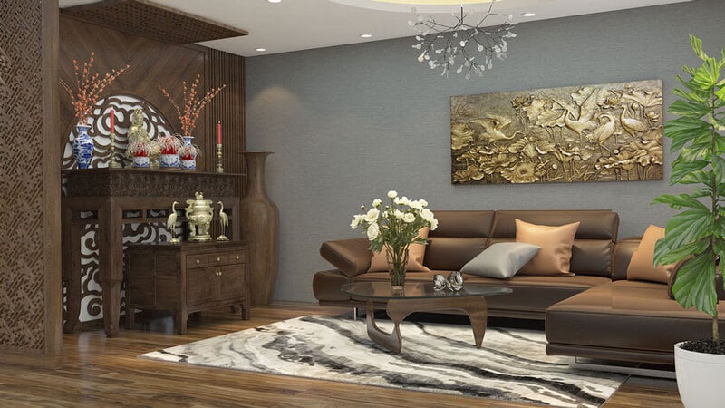 Thiết kế xây dựng nhà có phòng khách kết hợp phòng thờ đẹp cần lưu ý gì?