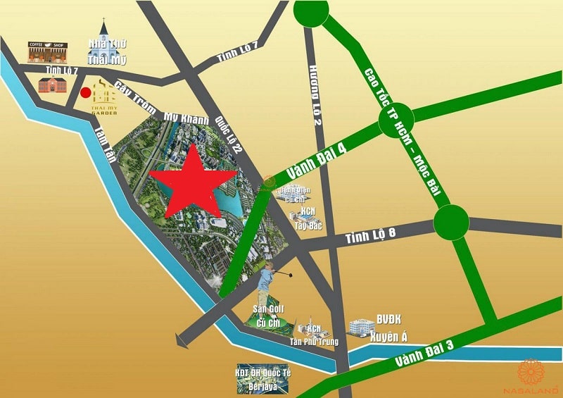 Chỉ trong vòng ít phút từ dự án cư dân tương lai có thể kết nối nhiều công trình trọng điểm