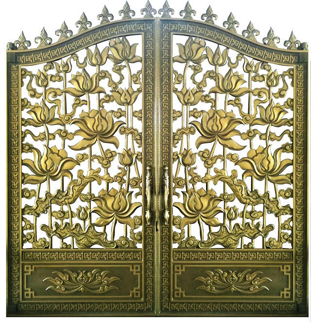 Cổng nhôm đúc hoa sen