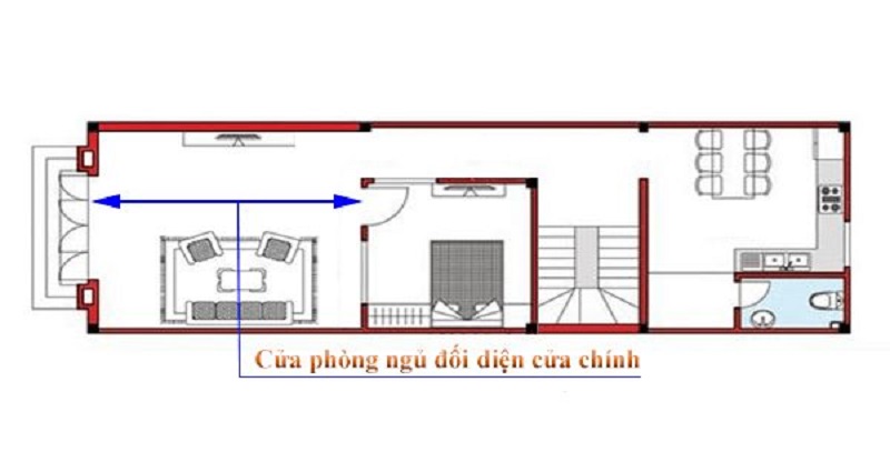Cửa phòng ngủ đối diện cửa chính - thiết kế phong thủy cần tránh