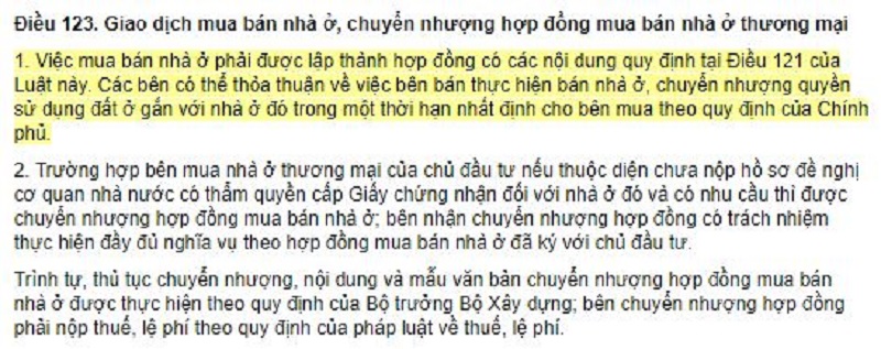 Khoản 1 Điều 98 và Điều 123 Luật nhà ở năm 2014