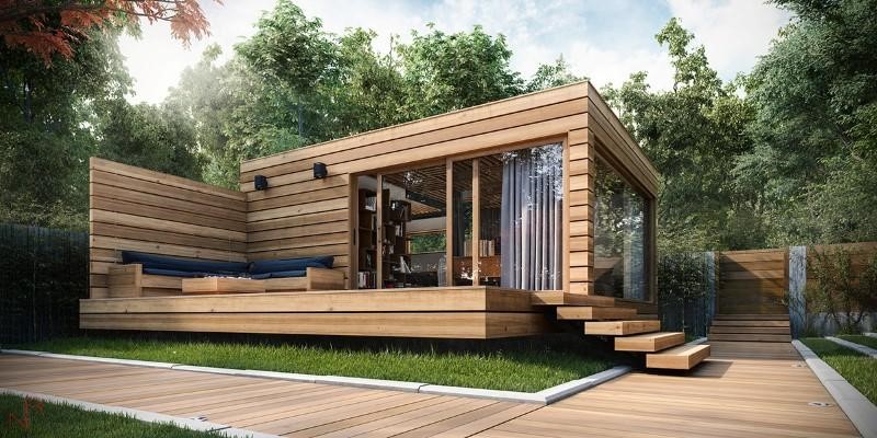 Không gian mở của nhà gỗ mini sẽ tạo nét thẩm mỹ cao hơn