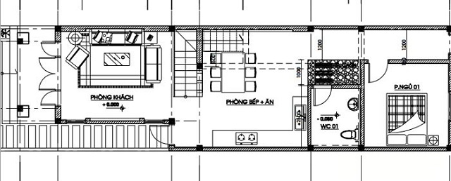 Mặt bằng công năng tại tầng 1 của ngôi nhà được xây dựng rất logic