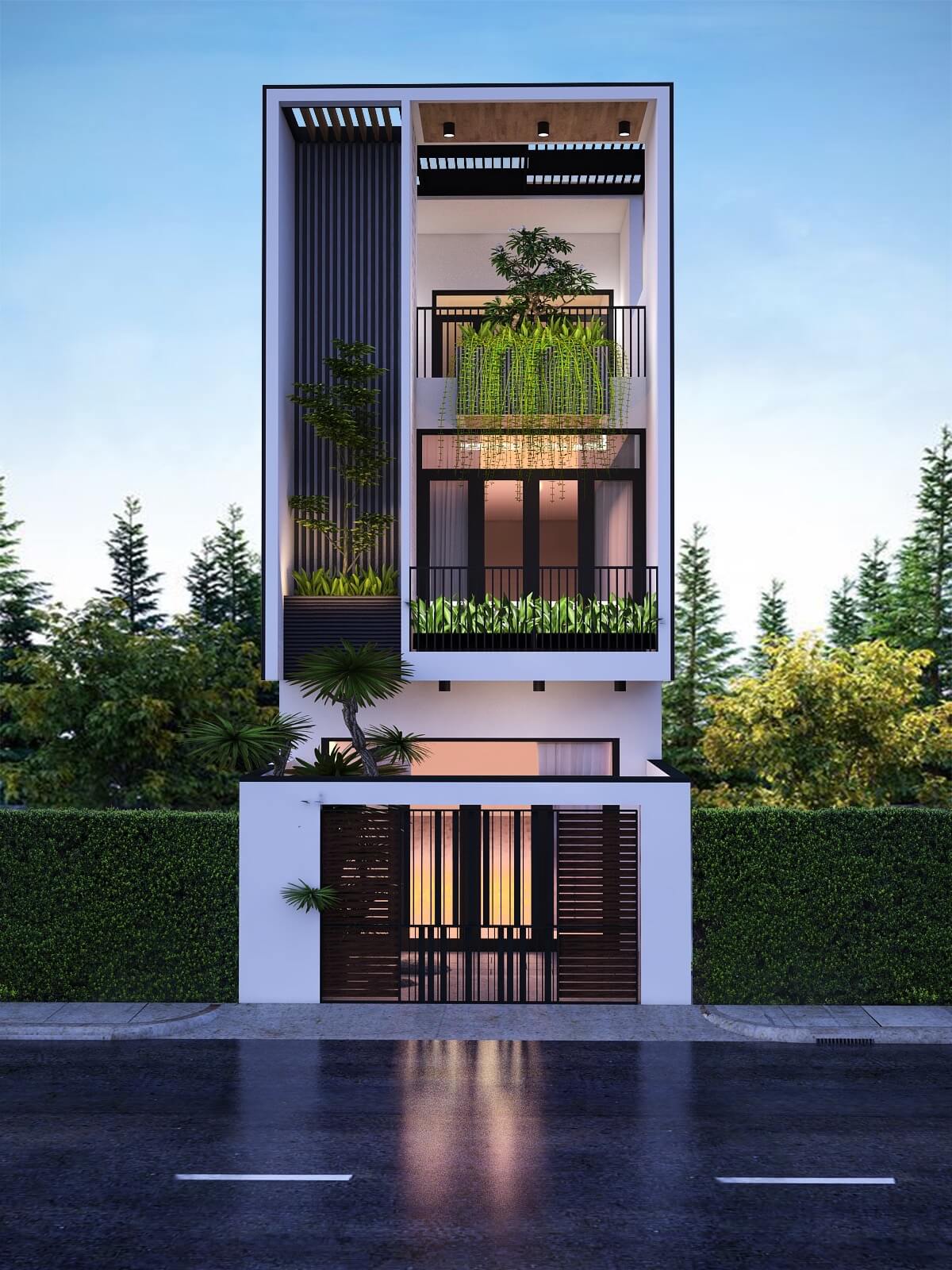 Mẫu nhà 3 tầng theo phong cách hiện đại