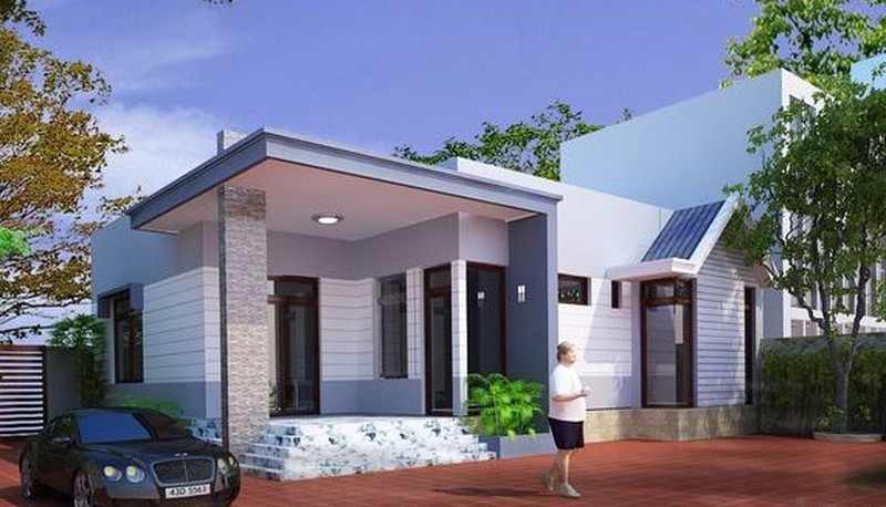 Mẫu nhà mái bằng 1 tầng mang phong cách hiện đại