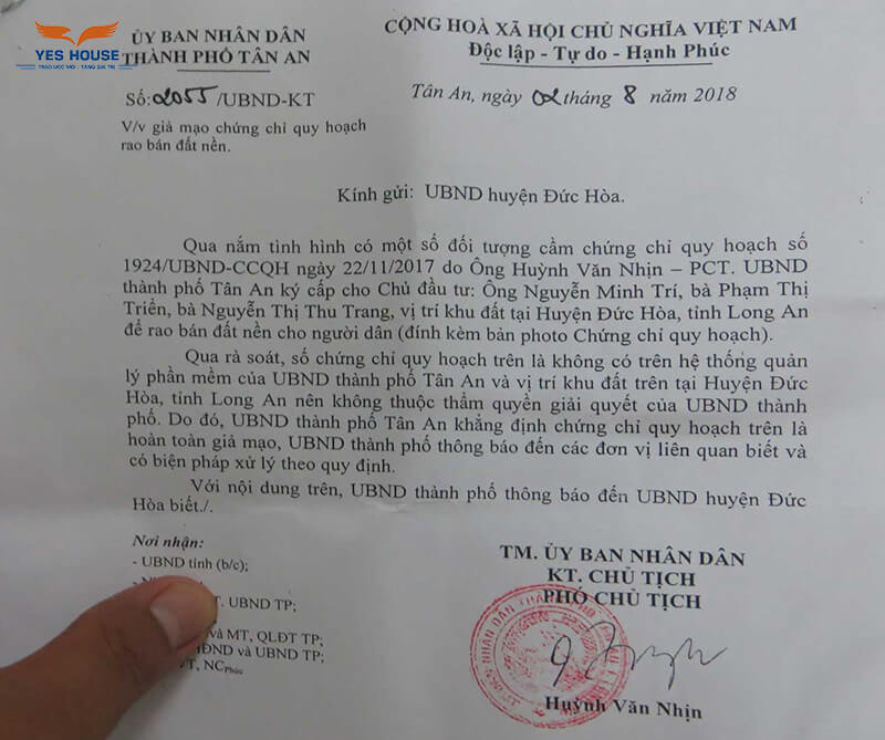 Mẫu văn bản xác định chứng chỉ quy hoạch