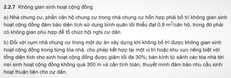 Quy định về khu vực sinh hoạt theo thông tư 21/2019/TT-BXD