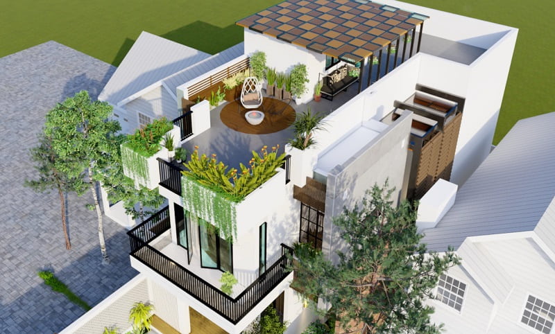 Thiết kế mái bằng để tạo thêm không gian nghỉ ngơi, thư giãn