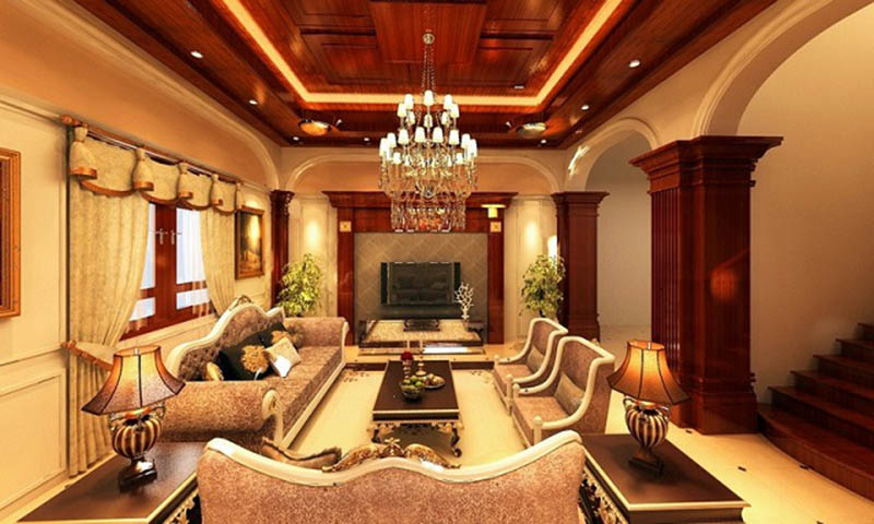Trang trí phòng khách cổ điển 
