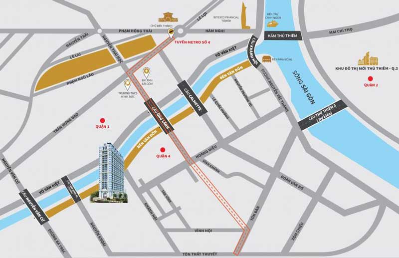 vị trí của dự án Grand Riverside quận 4