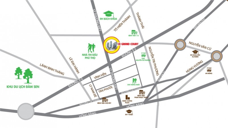 vị trí dự án chung cư xi grand court