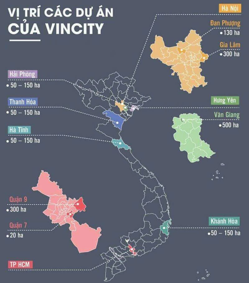 các khu vực triển khai vincity vingroup