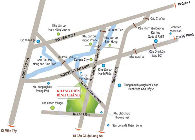Vị trí dự án Nhà Phố và biệt thự Khang Điền