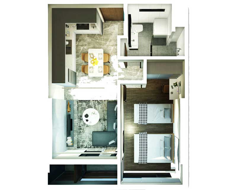 1 Phòng Ngủ Loại 1A có diện tích 50m2