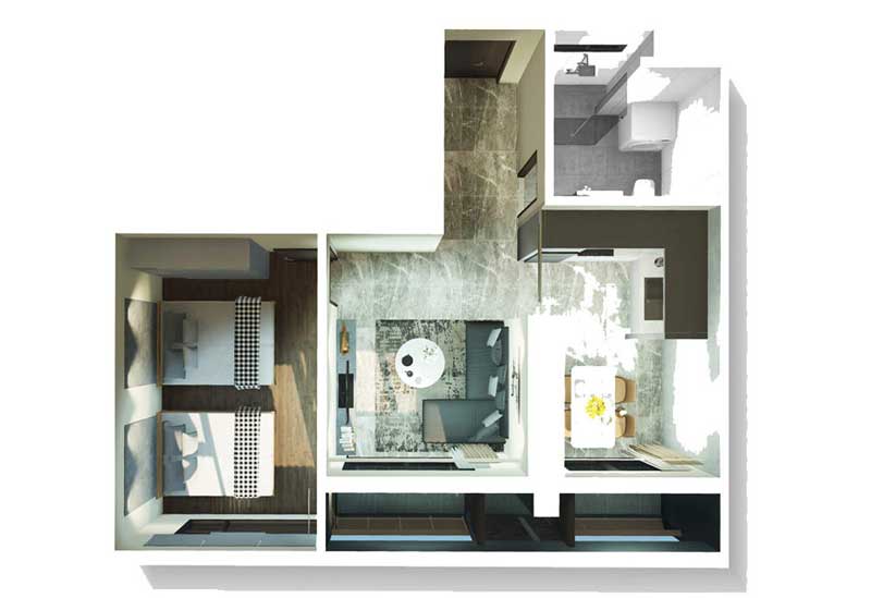 1 Phòng Ngủ loại B có diện tích 61m2