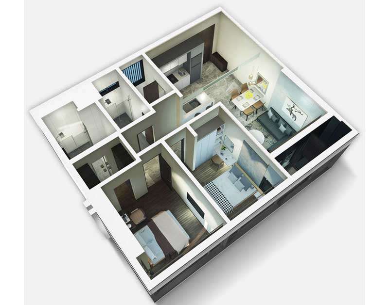 2 Phòng Ngủ loại A có diện tích 78m2