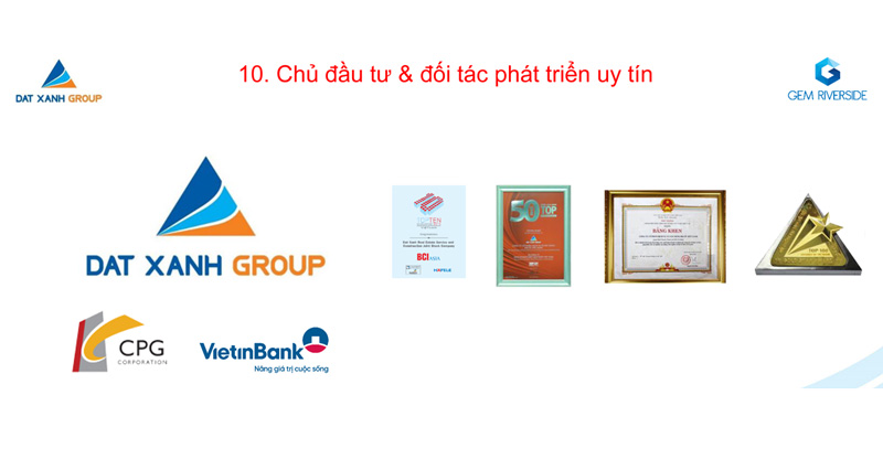 Dự án Gem Riverside được đầu tư và phát triển bới Đất Xanh và các đơn vị uy tín trên thị trường Việt Nam