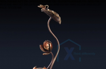 Decor bằng đồng X HOME Hà Nội Hồ Chí Minh Tượng đồng hoa sen BLN-6650B
