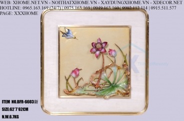 Decor bằng đồng X HOME Hà Nội Hồ Chí Minh Khung tranh đồng hoa sen BFR-6603