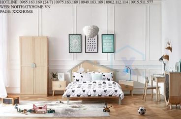 GIƯỜNG NGỦ GỖ TỰ NHIÊN X HOME Hà Nội XHOME1108