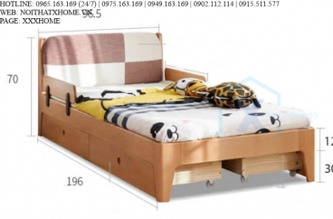 GIƯỜNG NGỦ GỖ TỰ NHIÊN X HOME Hà Nội XHOME2207