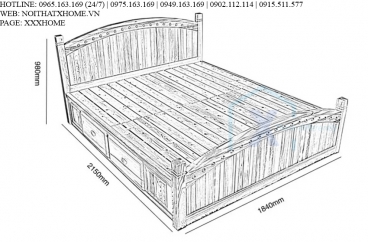 GIƯỜNG NGỦ GỖ TỰ NHIÊN X HOME Hà Nội XHOME3320