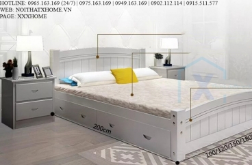 GIƯỜNG NGỦ GỖ TỰ NHIÊN X HOME Hà Nội XHOME3332
