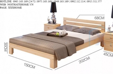 GIƯỜNG NGỦ GỖ TỰ NHIÊN X HOME Hà Nội XHOME4433
