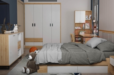 S HOME Combo mẫu nội thất phòng ngủ cho bé đẹp hiện đại tiện dụng SHOME6821