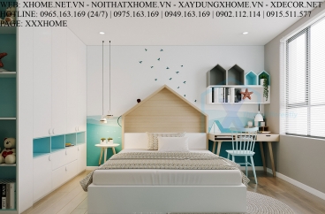 X HOME THIẾT KẾ NỘI THẤT PHÒNG NGỦ TRẺ EM CHUNG CƯ DISCOVERY-COMPLEX