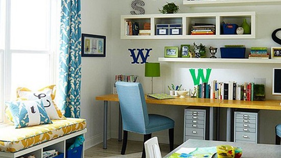  Kết hợp không gian làm việc và phòng chơi của trẻ.					
