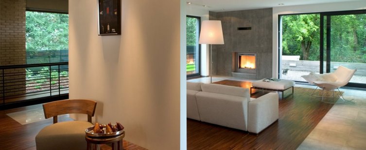  Thiết kế vách ngăn phòng khách bằng thạch cao hiện đại					