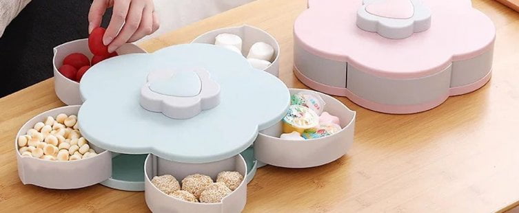  Những ưu điểm tuyệt vời của mẫu khay đựng bánh kẹo xoay					