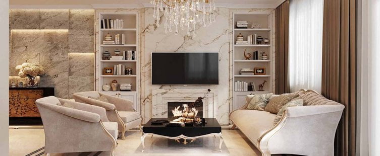  Nội thất tân cổ điển phòng khách – thiết kế của sự đẳng cấp					