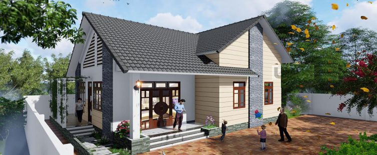  Bản vẽ nhà cấp 4 100m2 đẹp tiện nghi cho vợ chồng trẻ					