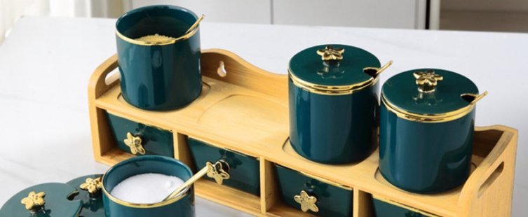  Hũ đựng gia vị bằng sứ – điểm nhấn ấn tượng cho căn bếp					