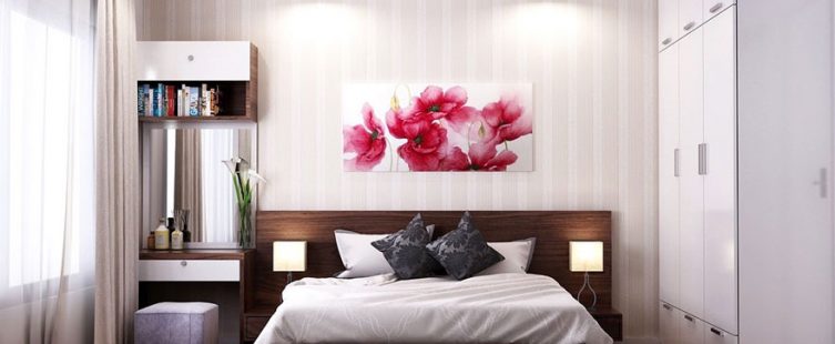  Mát mắt với không gian phòng ngủ kết hợp nội thất màu trắng dịu êm					