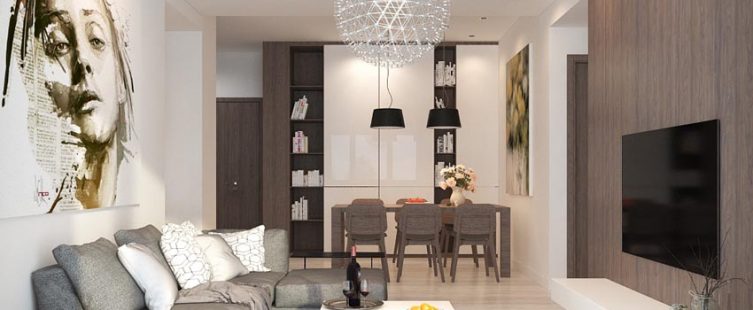  Thiết kế nội thất  phòng khách và bếp ăn hiện đại nhà anh Tuấn – Park Hill					