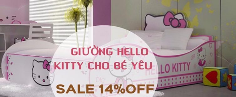  Giường ngủ Hello Kitty đáng yêu cho bé với giá cực ưu đãi.					