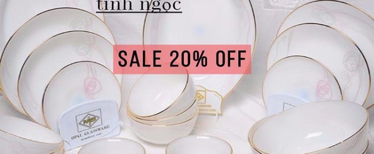  Ưu đãi tháng 9, giảm giá 20% bộ bát đĩa 20 chi tiết thủy tinh ngọc cực tinh tế tại Adayroi					