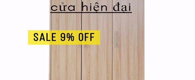  Khuyến mại tháng 9, giảm giá 9% mẫu tủ quần áo 3 cửa hiện đại.					