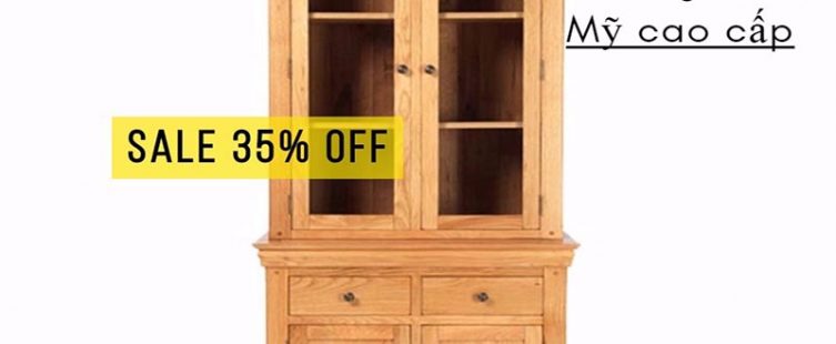  Sốc giá cuối tháng 9: giảm giá 35% tủ chén 2 cánh gỗ sồi cao cấp					