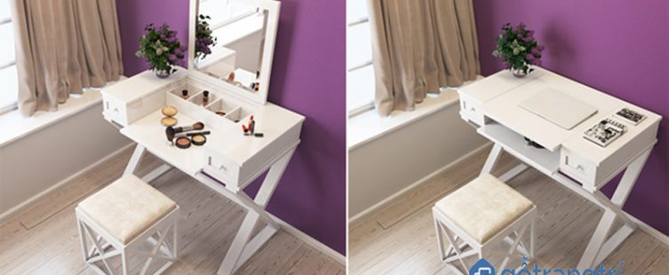  Cách chọn các mẫu bàn trang điểm kết hợp bàn làm việc hiện đại					